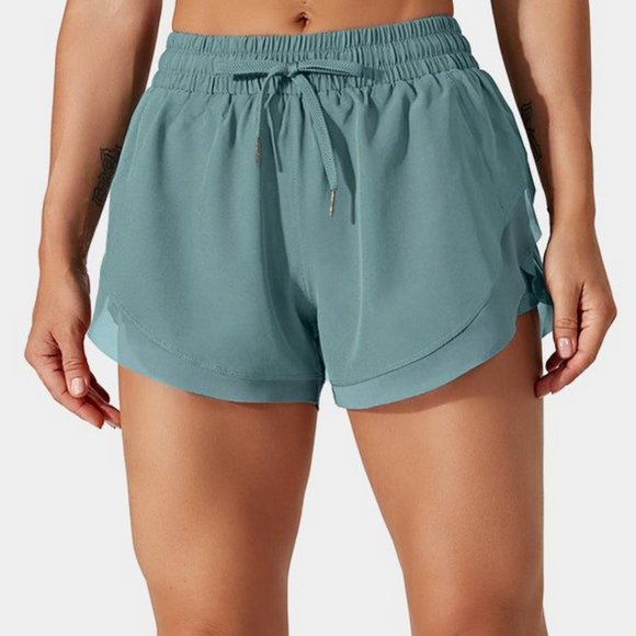 NWT Halara Blue Spruce Mesh Trim Crossover Side 2-in-1 Shorts - Picture 3 of 12
